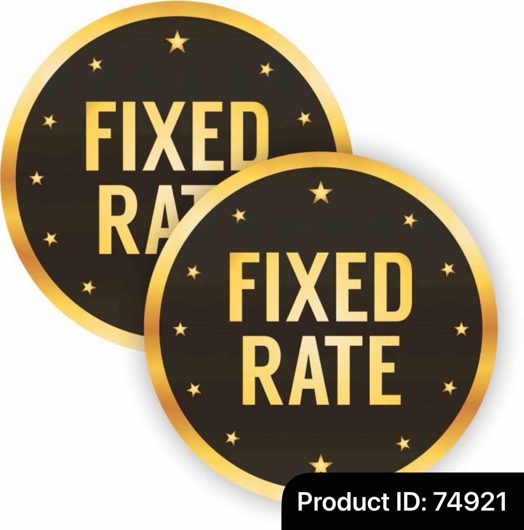 Readymade text sticker Fixed Rate Sign Sticker Shop Price Commercial Signage Business Self Adhesive Sticker (Pack of 2)