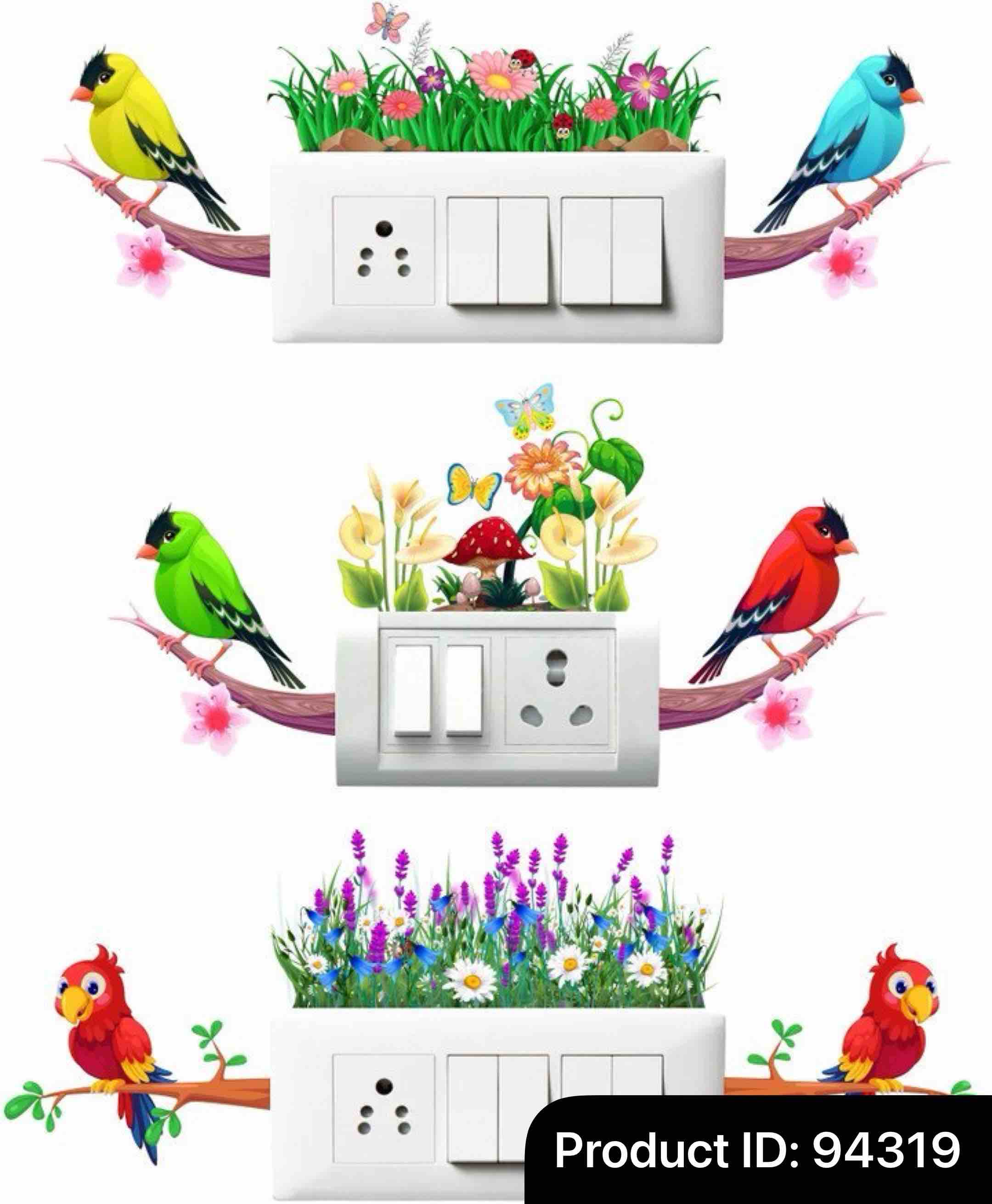 Switch Board &amp; Wall Sticker 30 cm x 46 cm Self Adhesive (Pack of 9)