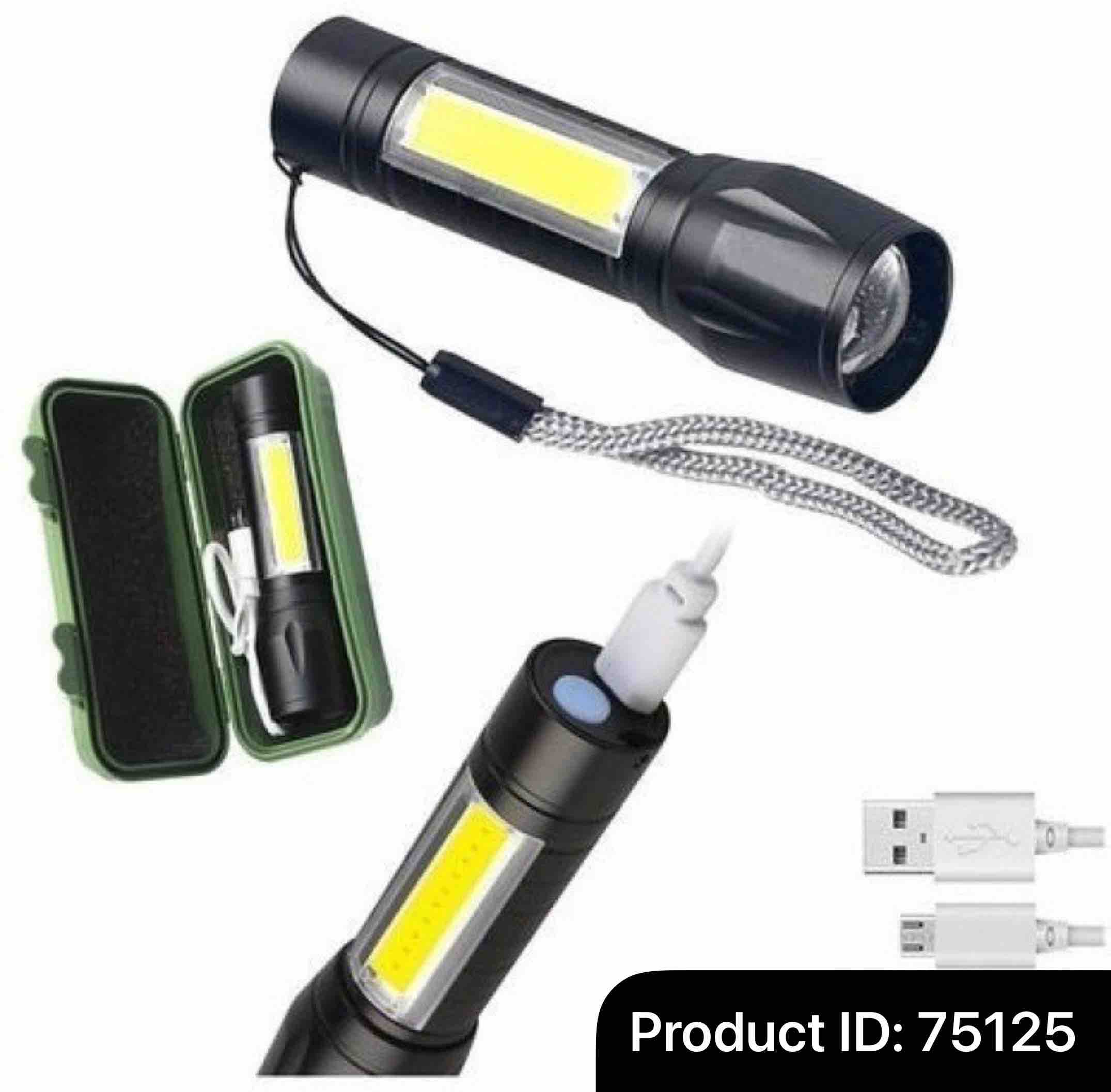 High quality Metal LED COB light, Super Bright ,Waterproof 3 Light Modes 655 Torch (Black, 4 cm, Rechargeable)